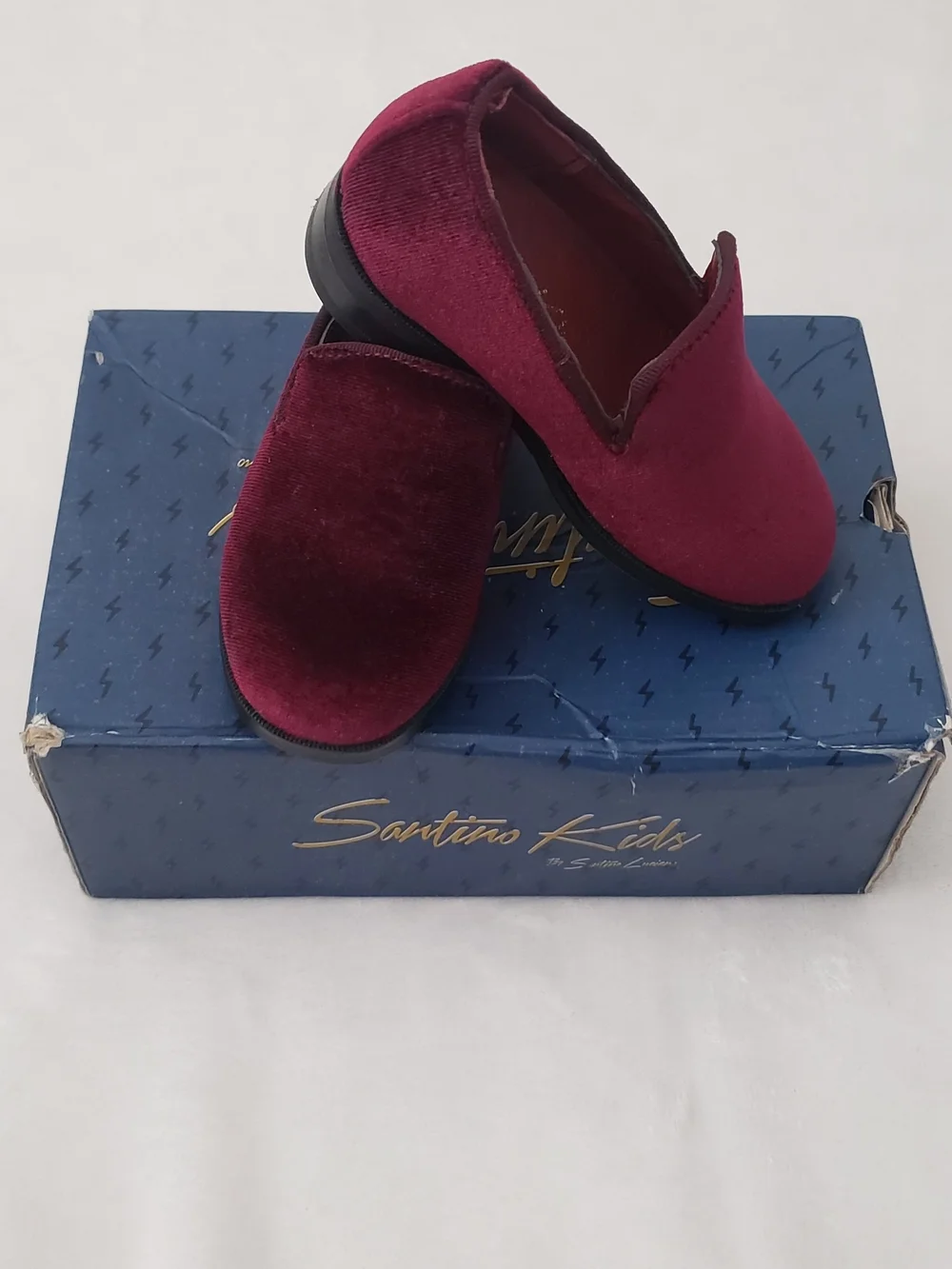 Burgundy Velvet Slip-On Boy Shoes